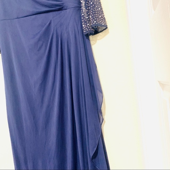 NEW ALEX EVENING Illusion Jewel Neck Mesh Gown - Picture 7 of 11